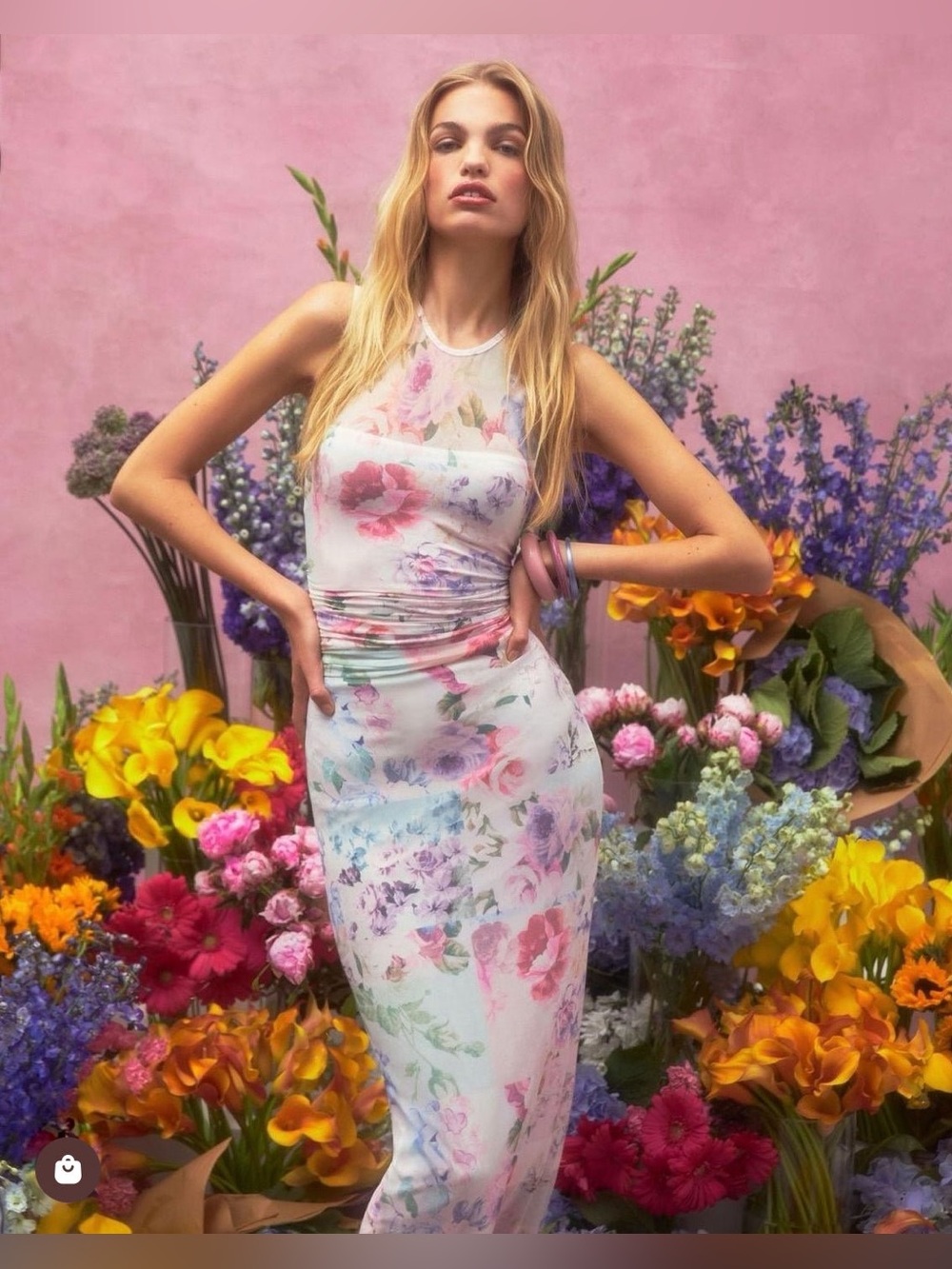 Amanda Uprichard Lyle Midi Dress NWT Medium Watercolor Floral Mesh